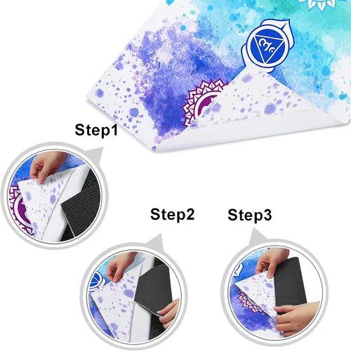Vista 3 de Toalla para esterilla de yoga con bolsillos en las esquinas, toallas de yoga de microfibra para yoga caliente, antideslizantes, absorben la humedad