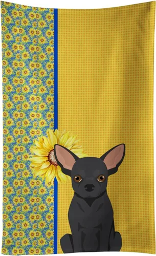 Vista 187 de Caroline's Treasures WDK5313KTWL - Toalla de cocina con diseño de girasoles de verano, color negro y tostado, Airedale Terrier, toalla de mano