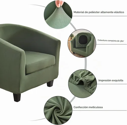 Vista 2 de NILUOH - Funda elástica para silla de club de 2 piezas, funda suave y elástica para silla de bañera, fundas para sillas de barril, fundas