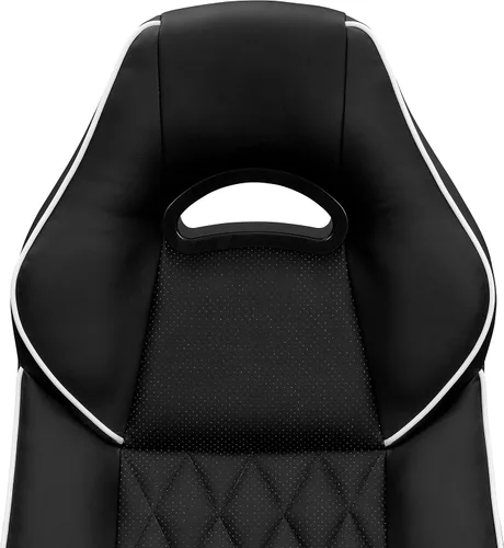 Vista 8 de Techni Mobili Silla ejecutiva de piel sintética con reposabrazos acolchados, silla de oficina de estilo de carreras ajustable en altura con control
