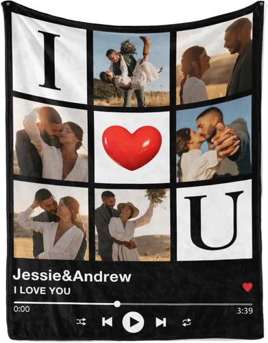 Vista 8 de D-Story Manta personalizada con fotos con cualquier texto - Mantas con imágenes personalizadas para Navidad, cumpleaños, regalos para parejas