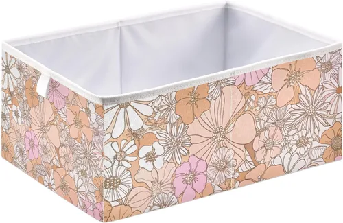 Vista 2 de Kigai Contenedores de almacenamiento con diseño floral retro, cubos grandes plegables de 11 x 11 x 11 pulgadas, cesta de almacenamiento para oficina