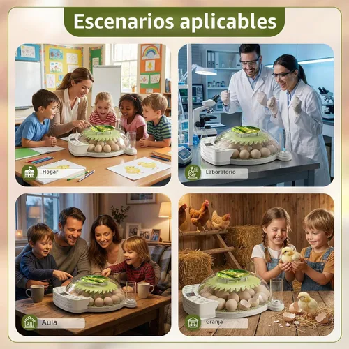 Vista 8 de Incubadora inteligente de 22 huevos, eclosión con un solo clic, control automático de humedad de temperatura, girador automático de huevos, vela