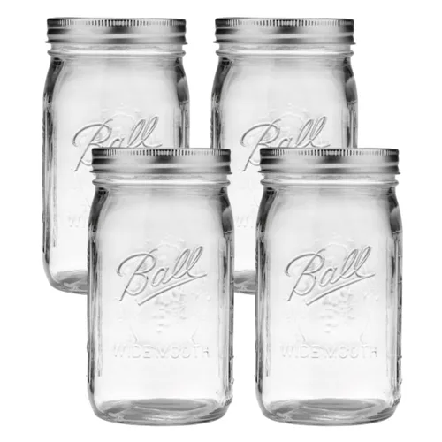 Vista 23 de Ball Mason, Frascos de mermelada con tapas y bandas, Set de 12 unidades de 4 oz, 4 onza, Transparente