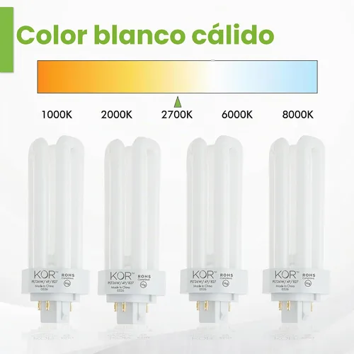 Vista 3 de (unidades 4) tubo triple de 26 Watts - GX24q-3 (4 pines), 26.0watts GX24Q-3 4-pin Plug-in Base, 1800 Lumens, Electronic Ballasts, Replaces