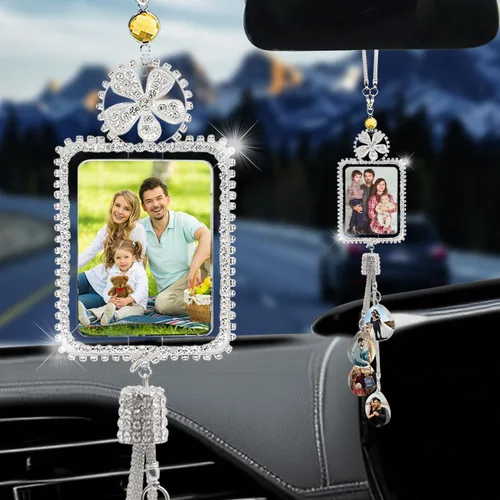 Vista 8 de AIFLM Adornos Personalizados de Foto de Cristal para Colgar en Coche Adornos Personalizados Estéticos para Espejo Adornos Personalizados