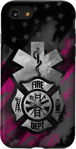 Vista 18 de EMT EMS Firefighter Pink Smoke Line USA American Flag Case for iPhone 17