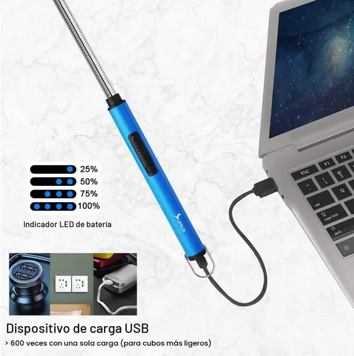 Vista 5 de SUPRUS Encendedor fluorescente que brilla en la oscuridad, cuello flexible de 360°, recargable por USB, resistente al viento, triple seguridad
