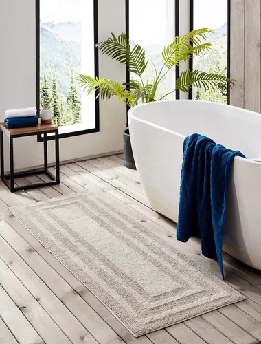 Vista 2 de Eddie Bauer - Alfombra de baño, alfombra de pasillo de algodón 100% suave y afelpado con mechones, altamente absorbente, de secado rápido y con Beige