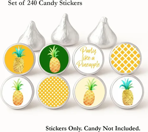 Vista 2 de Party Like a Pineapple Tropical Label for Hershey'S Kisses Chocolates - Pegatinas de caramelo - Juego de 240