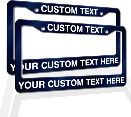 Vista 3 de Marcos de Matrícula con Cualquier Texto - Marco de Placa con Tu Mensaje Personalizado, Marco de Matrícula Personalizado con Nombre, Monograma, Logo