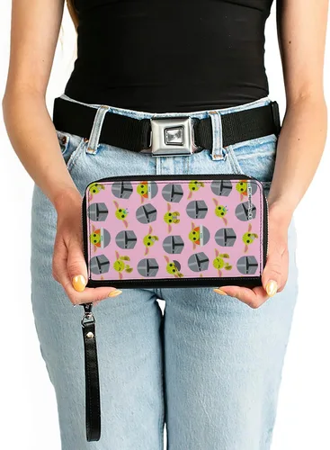 Vista 3 de Buckle-Down Cartera rectangular con cremallera de poliuretano para mujer, Star Wars The Child, 7.5"x4.5", Star Wars el niño, Buckle-down Cartera