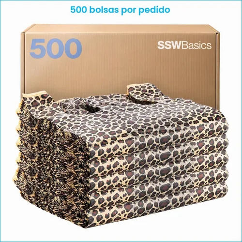Vista 6 de SSWBasics - Bolsas de poliéster duraderas con estampado de leopardo para camisetas de tamaño mediano para pequeñas empresas - 29,2 cm x