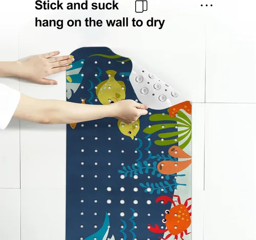 Vista 6 de LNOND Alfombra de baño para niños, alfombrilla de baño con diseño de tiburones marinos, alfombrillas de baño antideslizantes para niños