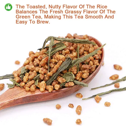 Vista 8 de Plant Gift Genmaicha - Té verde Genmai-cha con arroz tostado, Genmaicha - Té japonés de hojas sueltas - Té verde Gen Mai Cha, nivel de cafeína bajo