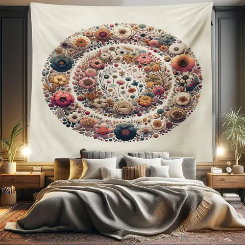Vista 99 de Ambesonne Tapiz hippie, abrazo de hongos de ensueño y árbol de la vida místico y mandal verde, decoración de tela para colgar en la pared