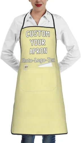 Vista 30 de Delantales personalizados para adultos, delantal personalizado con logotipo de foto, delantal impermeable con 2 bolsillos