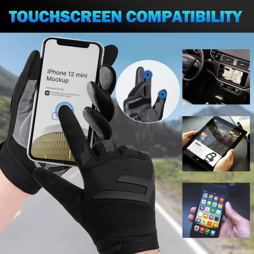 Vista 4 de FIORETTO Guantes de bicicleta de montaña para hombres y mujeres, guantes de ciclismo con almohadilla SBR de 0.197 pulgadas, protección de nudillos