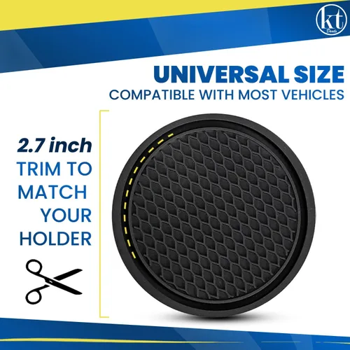 Vista 3 de Paquete de 4 posavasos para automóvil, portavasos universales antideslizantes, almohadillas para tazas, accesorios para interiores, color negro