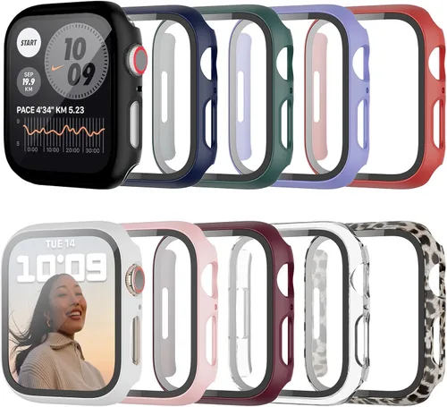Vista 8 de JZK - Juego de 12 fundas con protector de pantalla de vidrio templado para Apple Watch Series 3/2/1 de 38 mm, JZK Funda protectora de PC duro