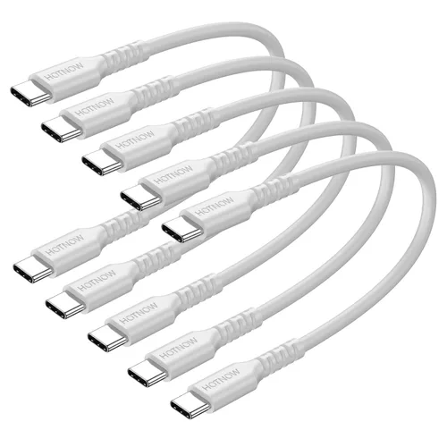 Vista 8 de Cable USB C a USB C de 0.5 pies, 5 unidades, cables cortos de carga rápida Negro
