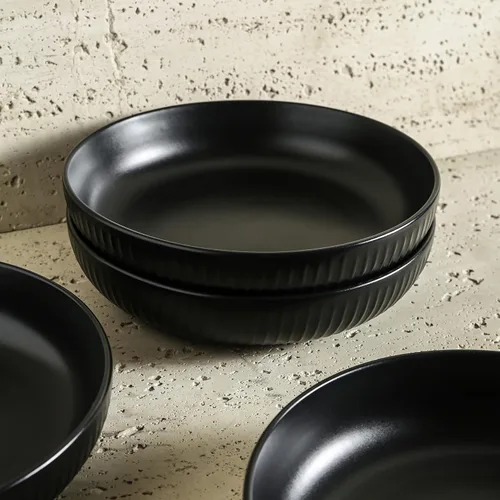 Vista 6 de Stone Lain Logan - Juego de 4 cuencos para pasta, color negro