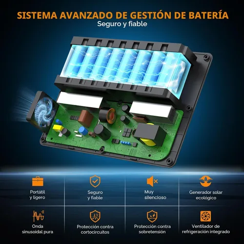 Vista 7 de Powkey Estación de Energía Portátil 200W, Paquete de Batería de Generador Solar Portátil 146Wh con 2 Salidas de CA de Onda Senoidal Pura/4 USB A/1