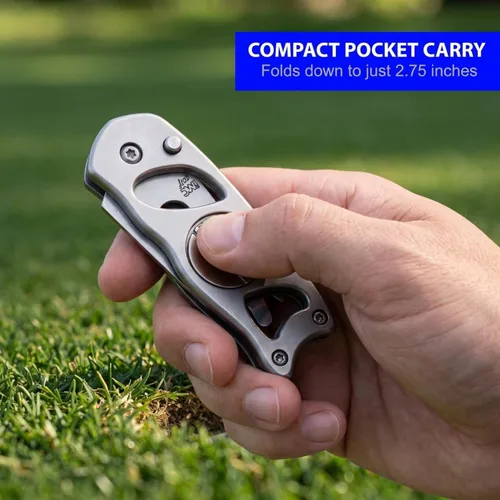 Vista 8 de Indiana Metal Craft Switchblade Golf Divot - Herramienta de reparación de acero inoxidable con dos marcadores de bola de alineación de putting