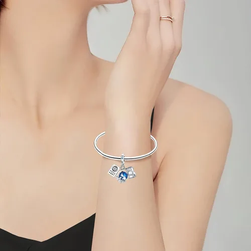 Vista 3 de Abalorio de plata de ley 925 para madre, hija, abuela, para familia, amor, madre, hija, abuela, para pulseras, collares, dijes, abalorios, joyería