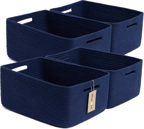 Vista 38 de MiniArk Cestas grandes de almacenamiento para estantes, organizadores de armario, para ropa, manta, toallas, guardería, caja de juguetes, cestas