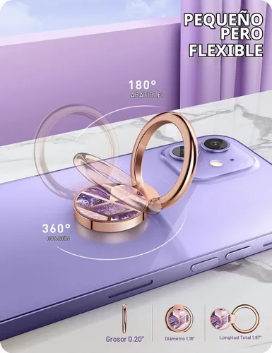 Vista 4 de i-Blaosn - Soporte giratorio de 360 grados con diseño brillante para teléfonos inteligentes iPhone y Android (Ameth)