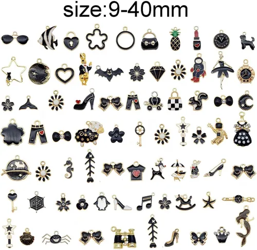 Vista 2 de 30 piezas de dijes esmaltados mixtos para hacer joyas, lote a granel, collar, aretes, brazalete, accesorios de manualidades