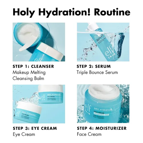 Vista 6 de e.l.f. SKIN Holy Hydration! Triple Bounce Serum, 1.7% suero de ácido hialurónico para piel regordeta y flexible, hidratante e hidratante, vegano