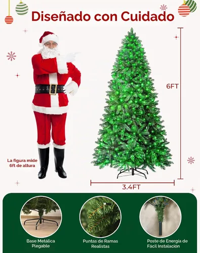 Vista 8 de Avatar Controls 6FT Smart Pre-Lit Christmas Tree, 270 RGB LEDs Árbol de Navidad artificial, 920 puntas de PVC, más de 100 escenas, colores de Verde