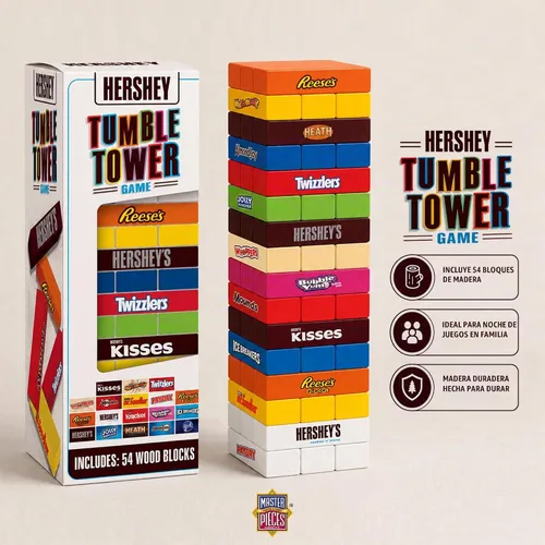 Vista 6 de Masterpieces Family Games – Hershey's Wood Block Tumble Tower – Producto