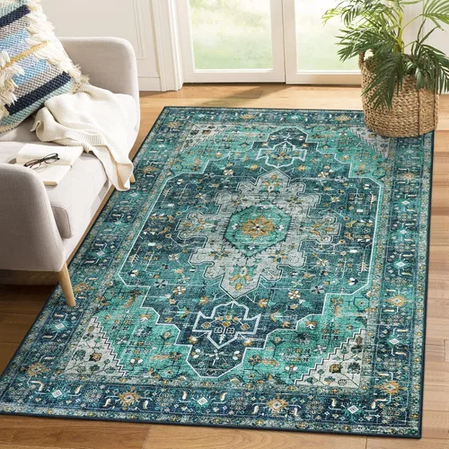 Vista 72 de Moynesa Alfombra ultra fina lavable de 2 x 3 pies, alfombra pequeña de cocina para entrada, interior, antideslizante, tapete vintage para puerta