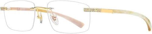 Vista 5 de HEPIDEM Gafas de bocina 100 realmente búfalo gafas cuadradas sin montura de lujo con diamantes