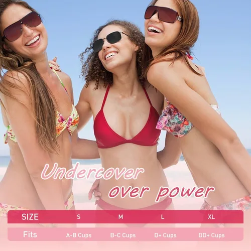 Vista 5 de Sujetador adhesivo de doble cara con inserciones y cubiertas para pezones, push up invisible para traje de baño, sujetador deportivo y vestido