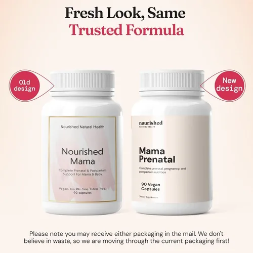 Vista 7 de Nourished Prenatal Mama - Vitaminas prenatales para mujeres con 27 nutrientes vitales, 1,200 mcg de folato metilado y colina para la concepción