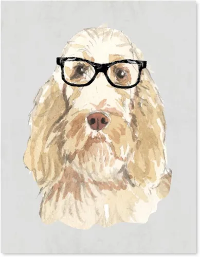 Vista 97 de Andaz Press Póster impreso para pared de perro, 8.5 x 11 pulgadas, Bulldog inglés con gafas negras, 1 paquete, regalo de cumpleaños de Navidad, sin