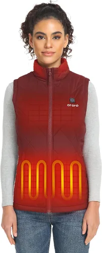 Vista 8 de ORORO - Chaleco térmico ligero, chaleco calefactable, con batería, para mujer