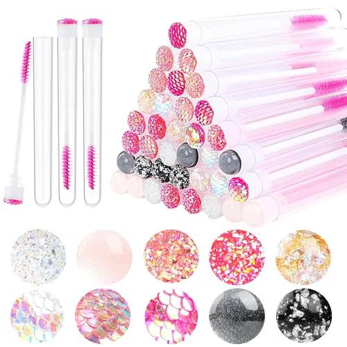 Vista 16 de Dming - Cepillo para pestañas, herramienta de maquillaje, suministros para extensiones de pestañas, cepillo de limpieza, rímel con diamante, 50