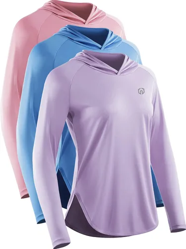 Vista 9 de NELEUS - Camisetas de protección solar para mujer, para correr, atléticas, con capucha, para el entrenamiento