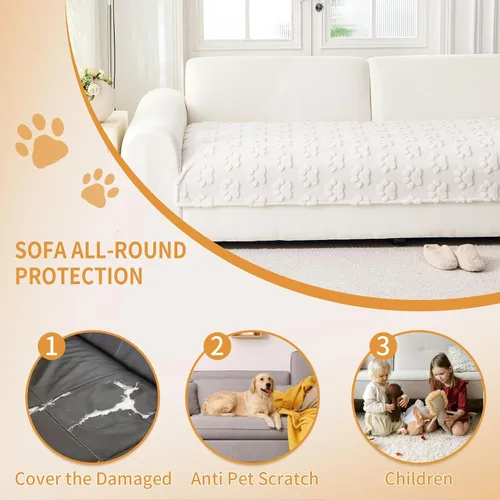 Vista 2 de Funda de sofá impermeable para perros, funda antideslizante para sofá seccional, gruesa, suave, lavable, para sofá de 3 cojines, apta para mascotas