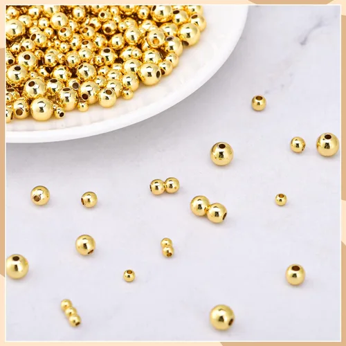 Vista 7 de 310 cuentas redondas rellenas de oro para la fabricación de joyas, 0.118 pulgadas, 0.157 pulgadas, 0.2