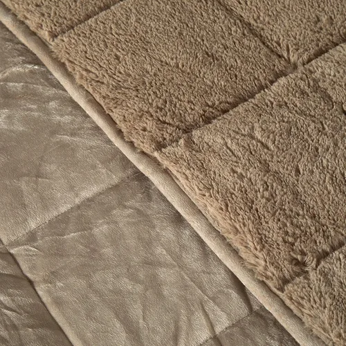 Vista 3 de Dearfoams Manta con peso de piel sintética súper suave, 12 libras, marrón, 48 x 72 pulgadas