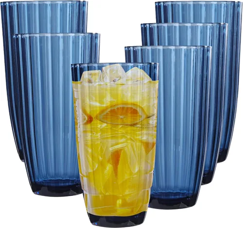 Vista 8 de Vasos de plástico acrílico transparente Highball Vasos de plástico reutilizables de 15 onzas (juego de 6) Apilables Vasos sin BPA