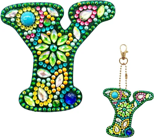 Vista 29 de YOYA Llaveros de Pintura de Diamantes de Doble Cara 5D Letras Kit de Llaveros de Pintura de Diamantes DIY Taladro Completo Arte de Diamantes