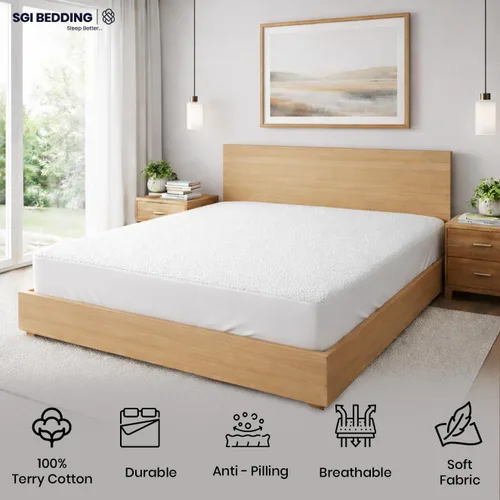 Vista 6 de SGI Bedding Protector de colchón impermeable tamaño individual de 39 x 75 pulgadas, bolsillo profundo de 15 pulgadas, suave, silencioso