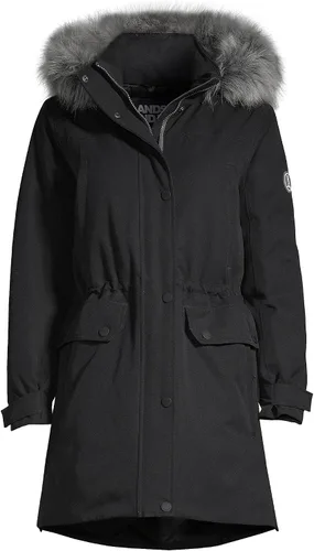 Vista 4 de Lands' End Expedition parka impermeable de plumón para mujer con capucha de piel sintética